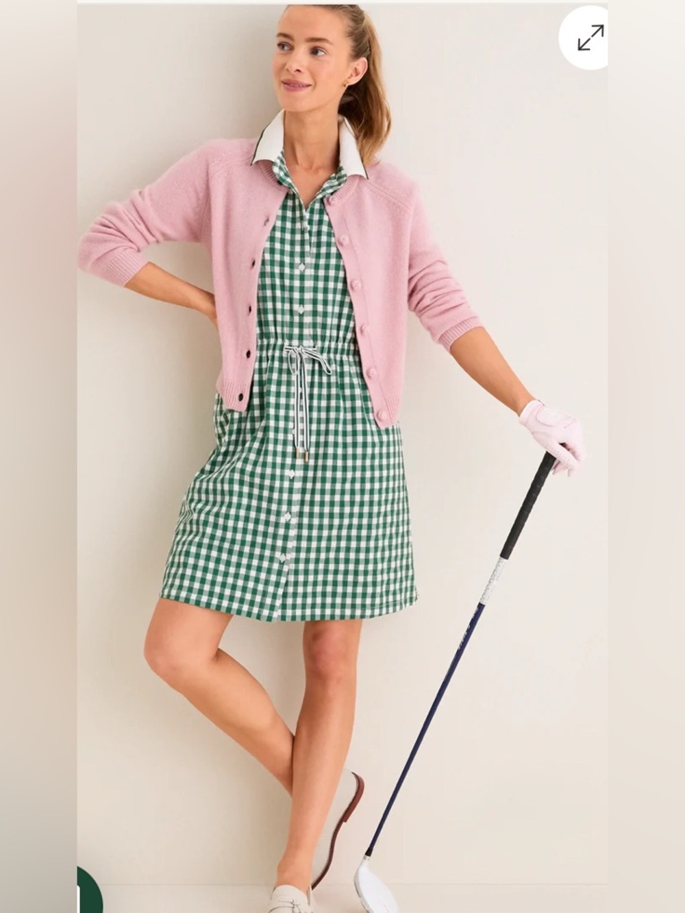 Tuckernuck Eden Green Gingham Performance Seersucker Alcott Golf Dress size S